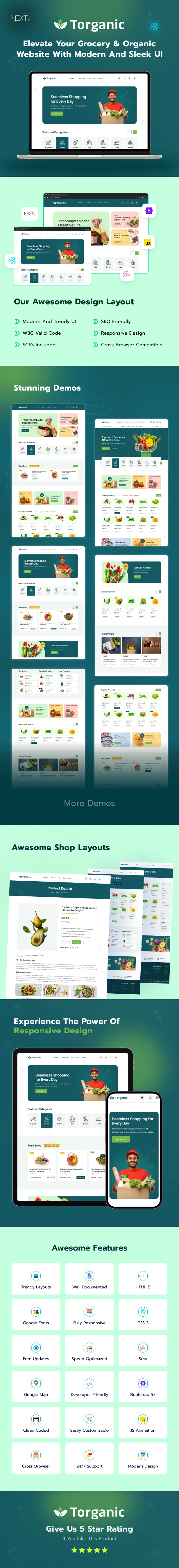 Torganic Next.js Template Features